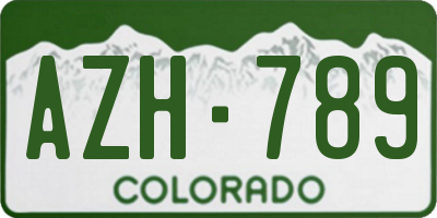 CO license plate AZH789