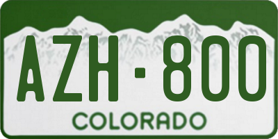 CO license plate AZH800