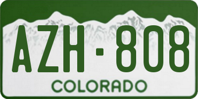 CO license plate AZH808