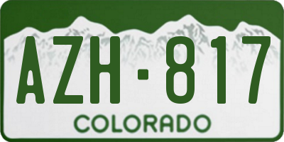 CO license plate AZH817