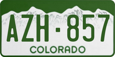 CO license plate AZH857