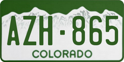 CO license plate AZH865