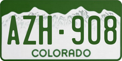 CO license plate AZH908