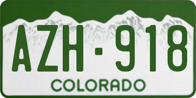 CO license plate AZH918