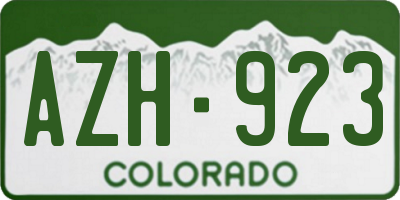 CO license plate AZH923