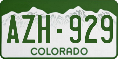 CO license plate AZH929