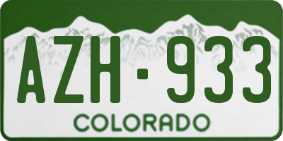 CO license plate AZH933