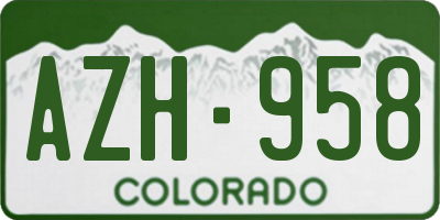CO license plate AZH958