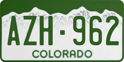 CO license plate AZH962
