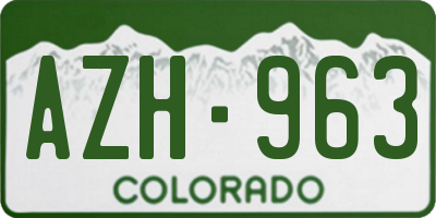 CO license plate AZH963
