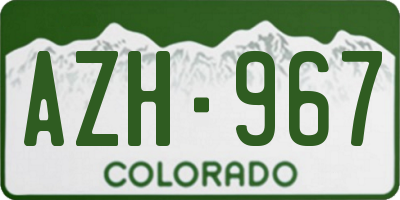 CO license plate AZH967