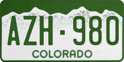 CO license plate AZH980
