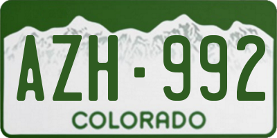 CO license plate AZH992
