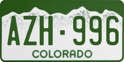 CO license plate AZH996