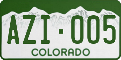 CO license plate AZI005