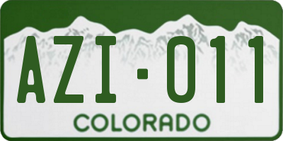 CO license plate AZI011