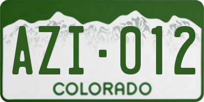 CO license plate AZI012