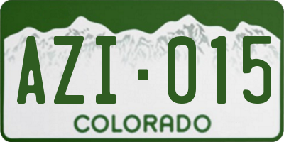 CO license plate AZI015