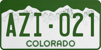 CO license plate AZI021