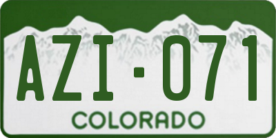 CO license plate AZI071