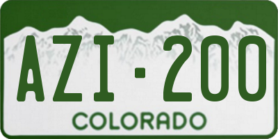 CO license plate AZI200