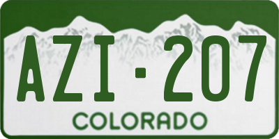 CO license plate AZI207