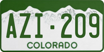 CO license plate AZI209