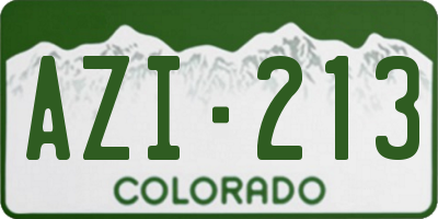 CO license plate AZI213