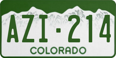 CO license plate AZI214