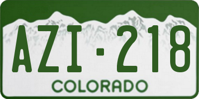 CO license plate AZI218