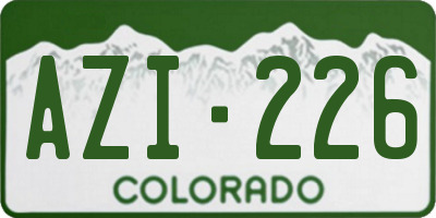 CO license plate AZI226