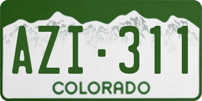 CO license plate AZI311