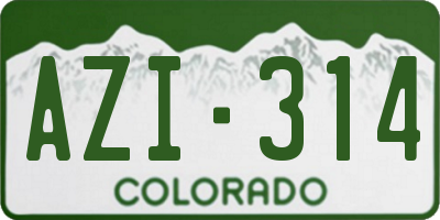 CO license plate AZI314