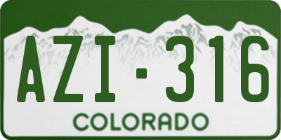 CO license plate AZI316