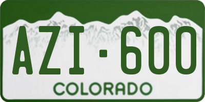 CO license plate AZI600