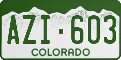 CO license plate AZI603
