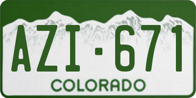 CO license plate AZI671
