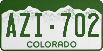 CO license plate AZI702