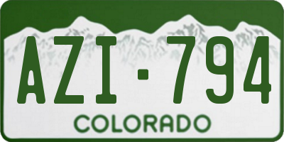 CO license plate AZI794