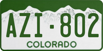 CO license plate AZI802