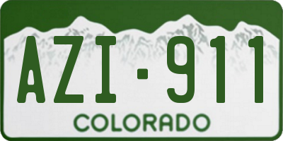 CO license plate AZI911