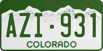 CO license plate AZI931