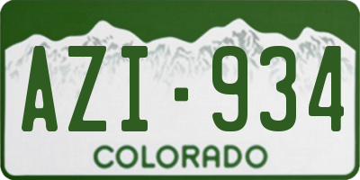 CO license plate AZI934