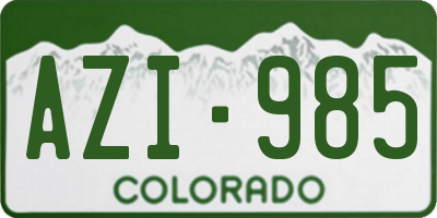 CO license plate AZI985