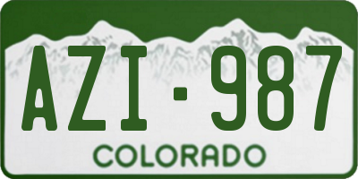 CO license plate AZI987