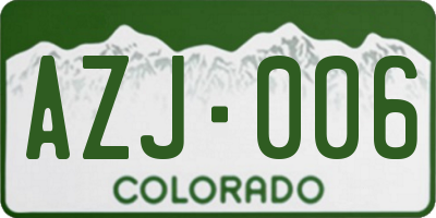 CO license plate AZJ006
