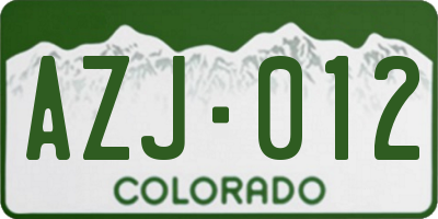 CO license plate AZJ012