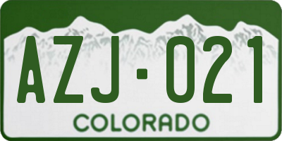CO license plate AZJ021
