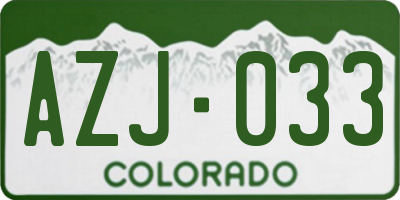 CO license plate AZJ033