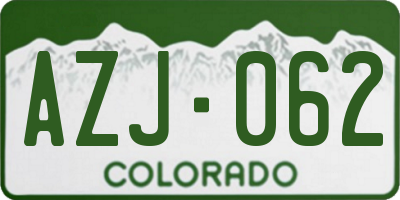 CO license plate AZJ062